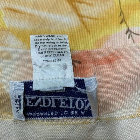 Pendleton Blouse Top L Silk Blend Floral Boatneck Tie 3/4 Sleeve Ribbed‎ Womens - Picture 9 of 9